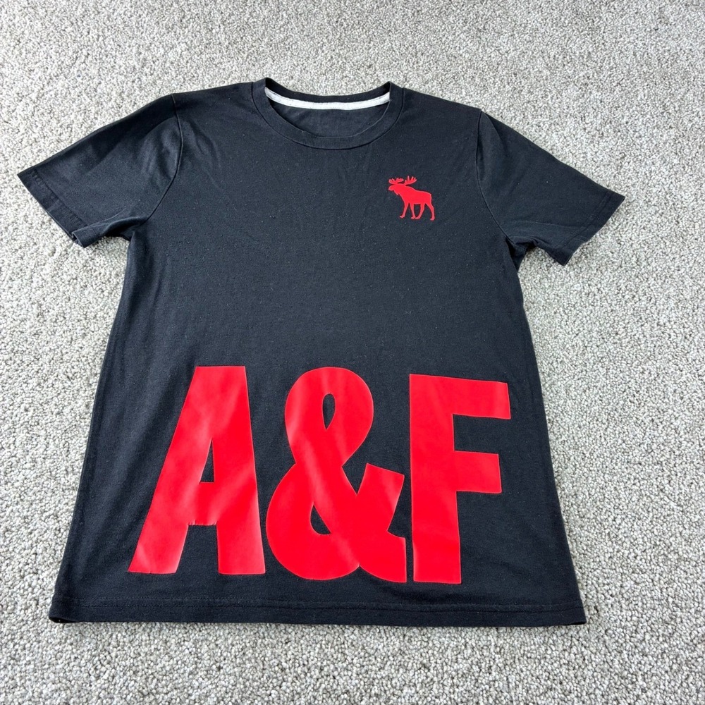 Abercrombie & Fitch T Shirt Mens Black Short Sleeve A&F Logo Graphic Small Y2K